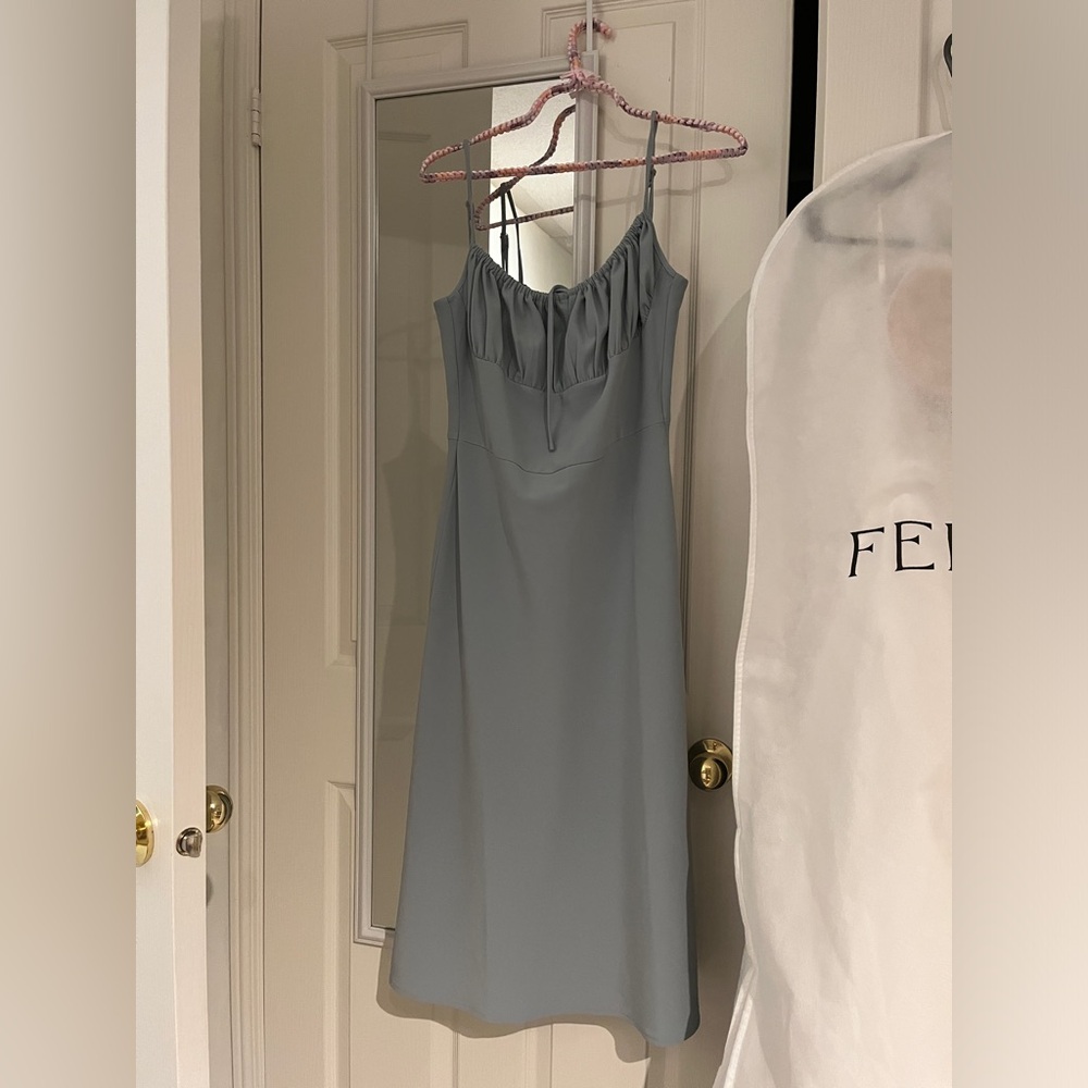 Blue Spaghetti Strap Sleeveless Midi Sundress